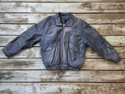 Members Only VINTAGE Para hombres Talla M, Marrón Bombardero Pesado, Chaqueta de Cuero para Motocicleta Foto 1 de 4