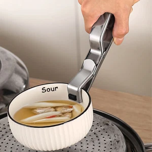 Handle Pan Gripper Clip Hot Bowl Holder Plate Retriever Tongs Dish Pot Clamp - Picture 1 of 10