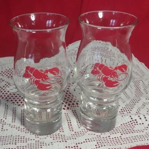 Set of Two 1980s Libbey Red Lobster Logo Pint Beer Hurricane Glasses - Nice! - Picture 1 of 4