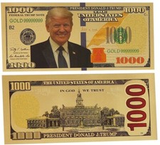 GOLD Foil US DONALD TRUMP $1000 Dollar Bill Republican Collection Novelty Note🔥