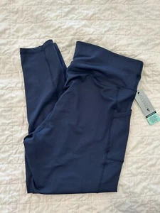 New NWT ID Ideology Women's Cropped Leggings Navy Blue Size 1X - Picture 1 of 3
