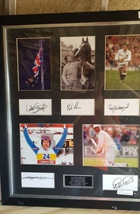 Framed Signed Print famous Sports Personal Bob Champion MBE Rory Underwood MBE - Picture 1 of 12