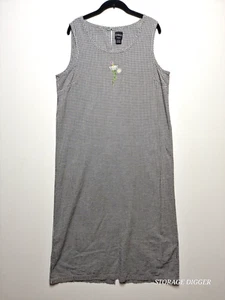 Erika Dresses Women's Black White Dress Sleeveless Midi Flower Daisy Size XL - Picture 1 of 13