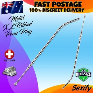 Extra Long Ribbed Penis Plug Cock Steel Rod Men Smooth Stainless Adult Sex Toy - Picture 1 of 11