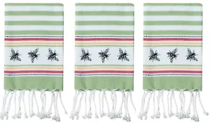 Kay Dee Design Fouta Towel Sage Green Bumble Honey Bee Striped 20 by 30 inch 3pc - Picture 1 of 6
