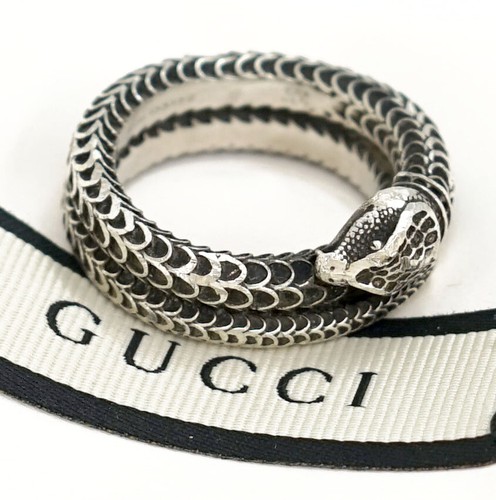 Anello Gucci fascia serpente misura US8 5 EU22 argento 925 originale con borsa s1143