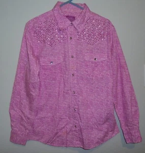 Camicia western Cowgirl Hardware strass snap rosa grande impreziosita rodeo usata in ottime condizioni - Foto 1 di 11
