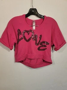 Girls Sz Xl Beautees Love Crop Top Pink - Picture 1 of 4