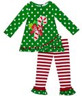 Rare Editions Little Girl's Green Candy Cane Tunic & Legging Set-Size-2T