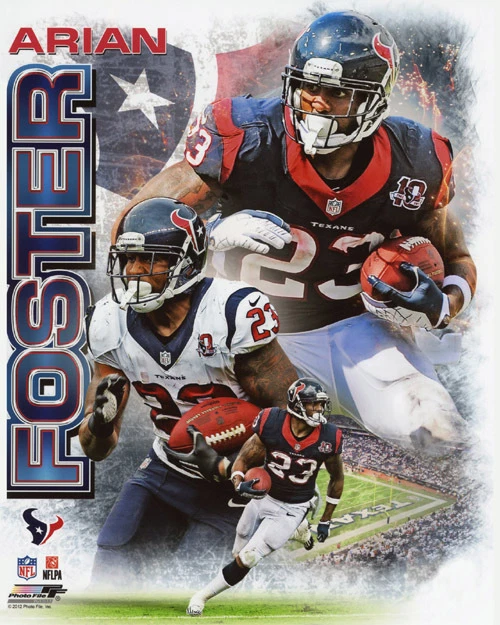 Póster impreso de fútbol americano de la NFL con foto brillante de 8x10 de los Houston Texans Arian Foster Foto 1 de 1