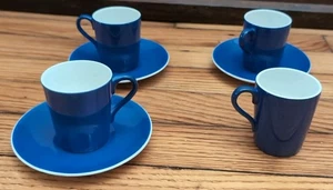 Adderley Neiman Marcus Navy Blue Demitasse Espresso Cups & Saucers Set of 3 - Picture 1 of 3