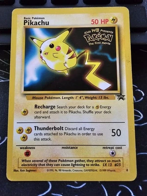 1999 POKEMON PIKACHU WB KIDS MOVIE BLACK STAR PROMO CARD #4 - Image 1 of 2