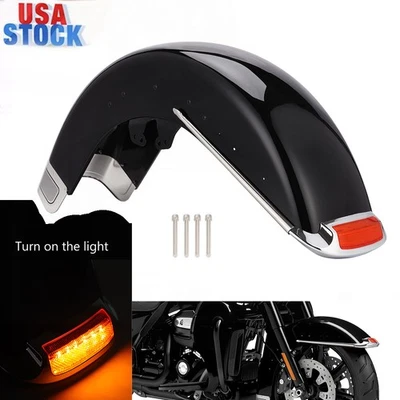 Vivid Black Front Fender Assembly For Harley Road King Electra Glide 2014-24 25 Foto 1 de 4
