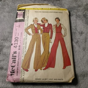 McCall's Carefree Pattern Misses Jacket Vest Pants 4130 Pre-Cut Size 8 Pattern - Picture 1 of 2