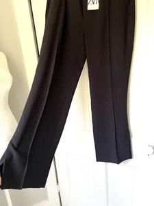 Zara NEU schwarze Palazzohose mit weitem Bein Polyesterschlitz Größe XL - Bild 1 von 17