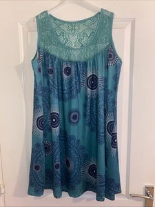 Ladies Turquoise Blue/Green Sleeveless, Stretchy Dress Size 20 (1xl) - Picture 1 of 6