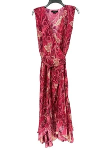 Vestido Vintage Ice Maxi 100% Seda Floral Envolvente Sin Mangas Volantes Hada Fluido - Imagen 1 de 13