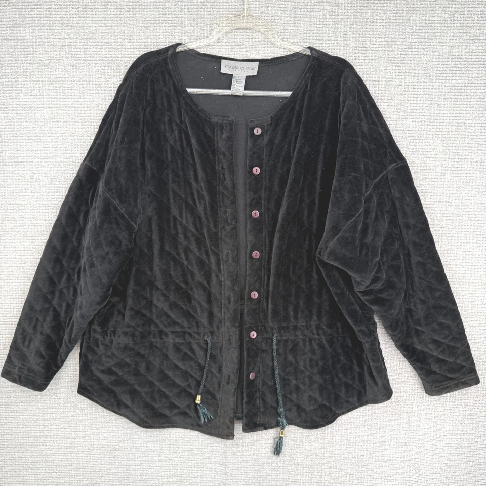 Classiques Sport миниатюрных стеганый бархат на пуговицах куртка черный SZ PL шнурок - Изображение 1 из 4