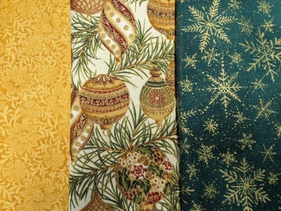 Holiday Glitters Christmas Fabric 2008 RJR Fabrics Set of 3 coordinating fabrics - Image 1 of 4