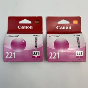 2er Pack 221 Drucker Tintenpatrone Magenta CLI-221 M versiegelt im Karton passend für: Canon - Bild 1 von 7