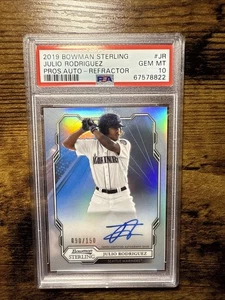 2019 BOWMAN STERLING JULIO RODRIGUEZ AUTO ROOKIE REFRACTOR /150 PSA 10 - Picture 1 of 2