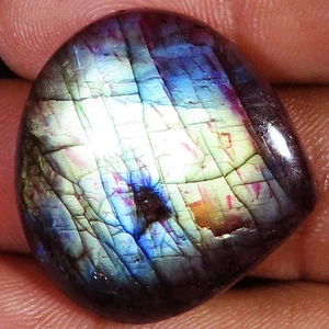 42.00 Cts Lovely Reddish Pink LABRADORITE Cabochon Gemstone 28x27x7 mm HG_622 - Picture 1 of 7