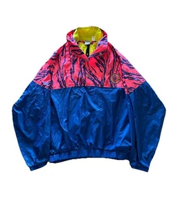 Giacca a vento surf vintage anni 80 90 OP Ocean Pacific blu neon uomo L rara - Foto 1 di 15