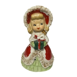Vintage 1950s Geo Z Lefton Christmas Spaghetti Trim Caroler Girl Figurine READ - Picture 1 of 12