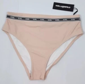 $58 Karl Lagerfeld Paris Womens XL Swimsuit Bottom High Waist Logo Band Blush - Picture 1 of 9
