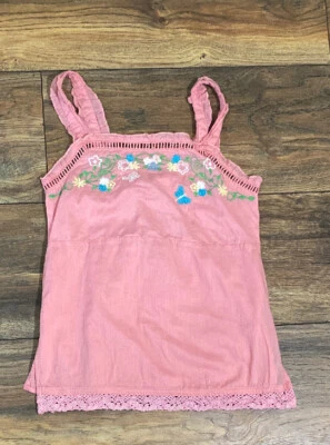 Mossimo Girls Pink Baby Doll Top with Embroidered Floral accents Size Small  - Image 1 of 2