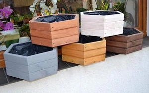 Pflanzkasten aus Holz Pflanzkübel Garten fertig montiert D5 Blumentopf wählbar - Picture 1 of 11