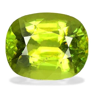 Cojín Esfena Brillante Color Verde 4.09ct Forma Raro 100% Natural Gema - Imagen 1 de 4