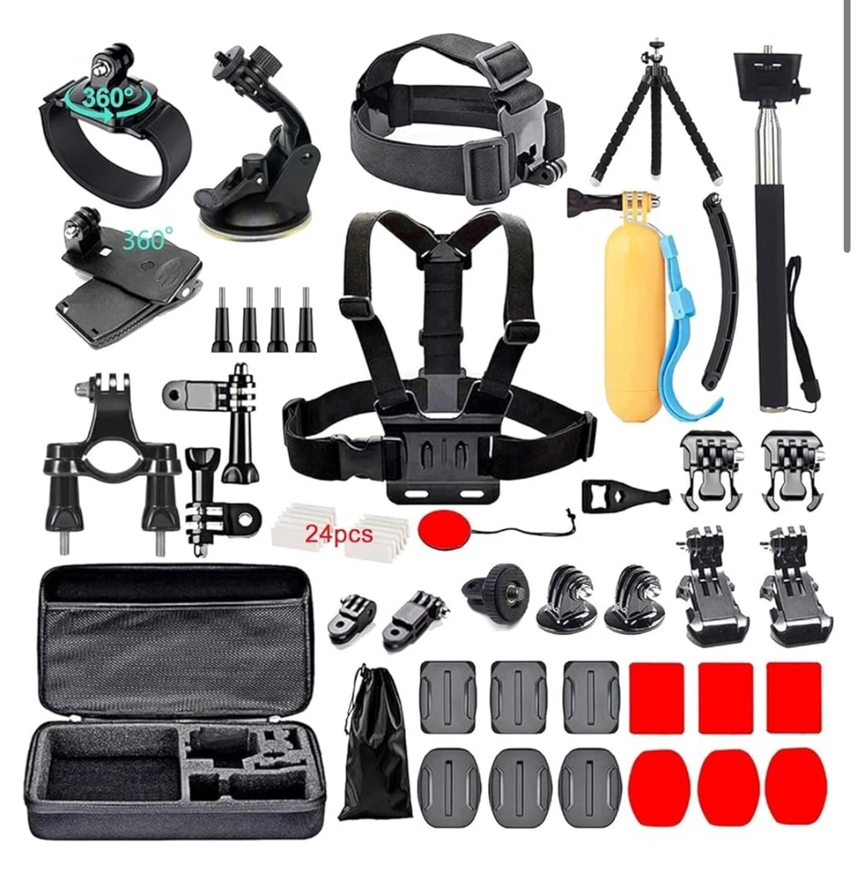 60 in 1 Camera Accessories Kit Compatible with GoPro Hero 12 11 10 9 8 7, GoP... - Image 1 of 1