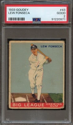 BB - 1933 Goudey - #43 - Lew Fonseca - PSA 2 - Good - Image 1 of 2