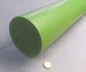 Nylon 6 Oil Filled Cast Round Rod, Green 5.00" Dia x 24" Length - Picture 1 of 6