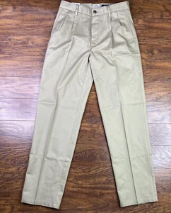 St.Johns Bay Mens Worry Free Chino Classic Flat Front Khaki Pants 32 x 34 NWT F1 - Picture 1 of 6