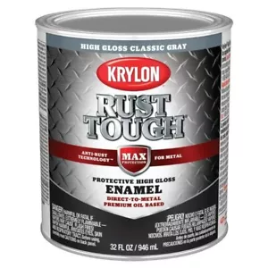 4-Krylon Rust Tough Oil-Based Gloss Rust Control Enamel, Gray, 1 Qt. - Picture 1 of 1