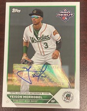 2023 Topps Pro Debut Yeison Morrobel Auto Certified Autograph Wood Ducks Rangers