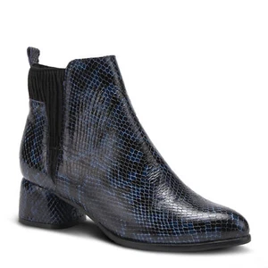 SPRING STEP CHIXE Boots Navy Python New - Picture 1 of 7