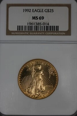 1992 25.00 NGC MS 69 EAGLE AMERICAN GOLD EAGLE (AGE) , GOLD - Image 1 of 2