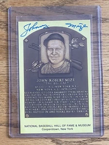 Johnny Mize Yankees AUTOGRAPHED Plaque Postcard HOF - Picture 1 of 2