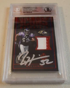 Panini Majestic Icons Materials 2017 plateado/10 Ray Lewis #IM-12 autografiado - Imagen 1 de 4