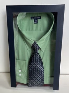 Men’s Dress Shirt & Tie Set Classic Size L 34/35 Green w /Blue Tie Croft&Barrow - Picture 1 of 5