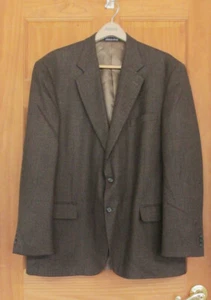 Men's CROFT & BARROW Suit Jaket Size 46L, Wool, Black/Brown Checkered - Picture 1 of 6