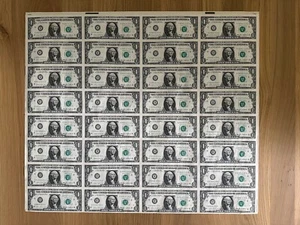 Full Sheet of 32 $1 Bills - Series H - 1985 Dollar - Uncirculated - great cond. - Picture 1 of 8