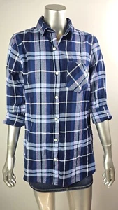 OLD NAVY Flannel Plaid Tunic Long Sleeve Button Down Shirt Womens - size SMALL S - Picture 1 of 5
