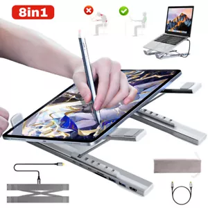 8 in 1 USB C Hub Laptop Docking Station Stand, PD 100W Plug and Play, Foldable - Picture 1 of 11