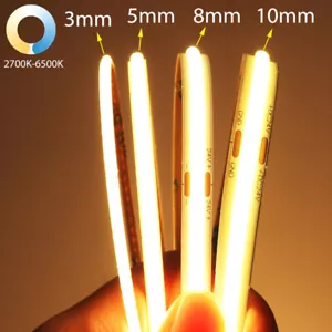12V/24V CCT COB LED Strip Light 608leds/m 2700k to 6500k Dimmable - 5mm 8mm 10mm - Picture 1 of 24