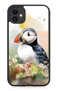 Funda de teléfono de goma con diseño de pintura de frailecillo de acuarela frailecillo pingüino DQ39 - Imagen 1 de 2