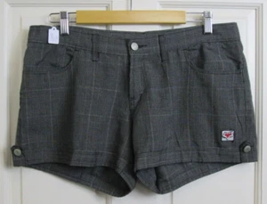 Fox Gray Plaid Short Shorts Womens Size 8-XXL Waist 34 Cuffed 110-31887 - Picture 1 of 5